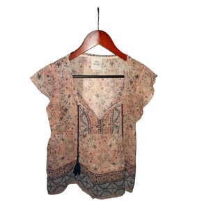 Knox Rose Pink and Blue Blouse with Elegant Design Size Small